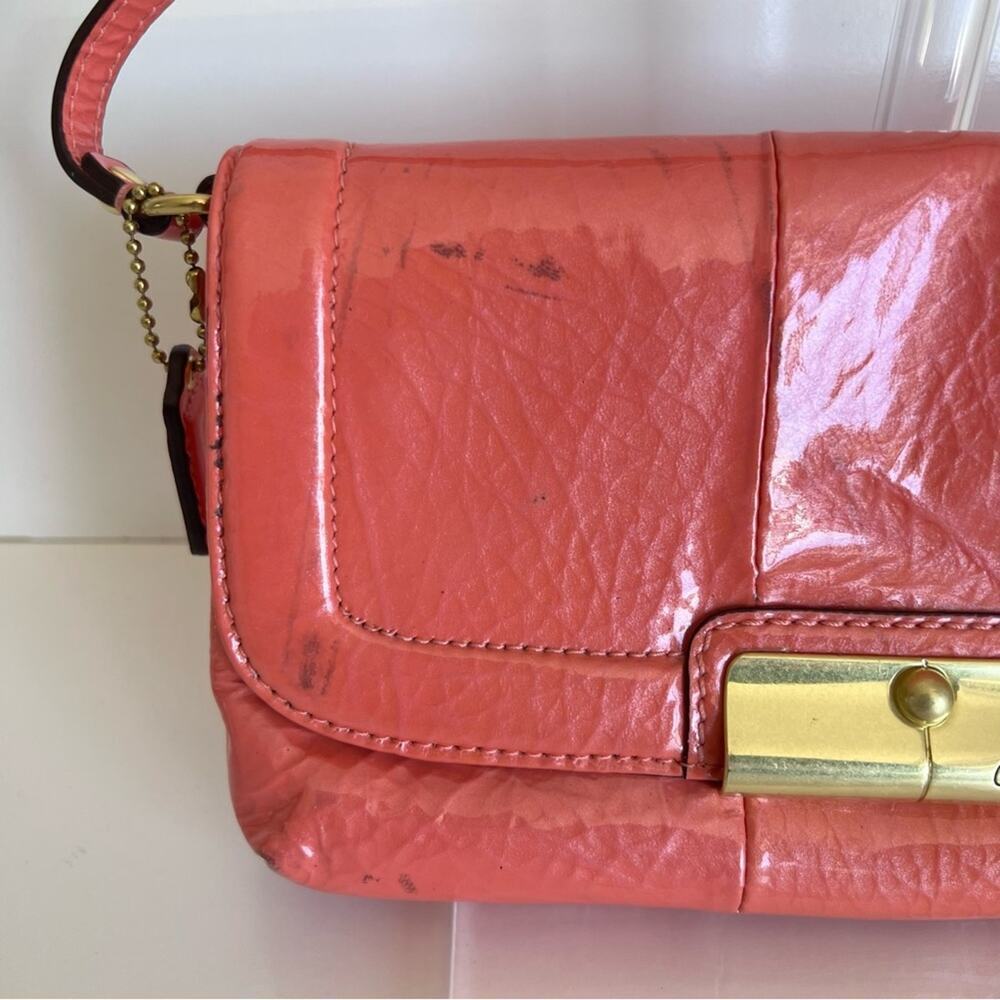 Coach Kristen Coral Patent Leather‎ Wristlet Clutch - Picture 2 of 14